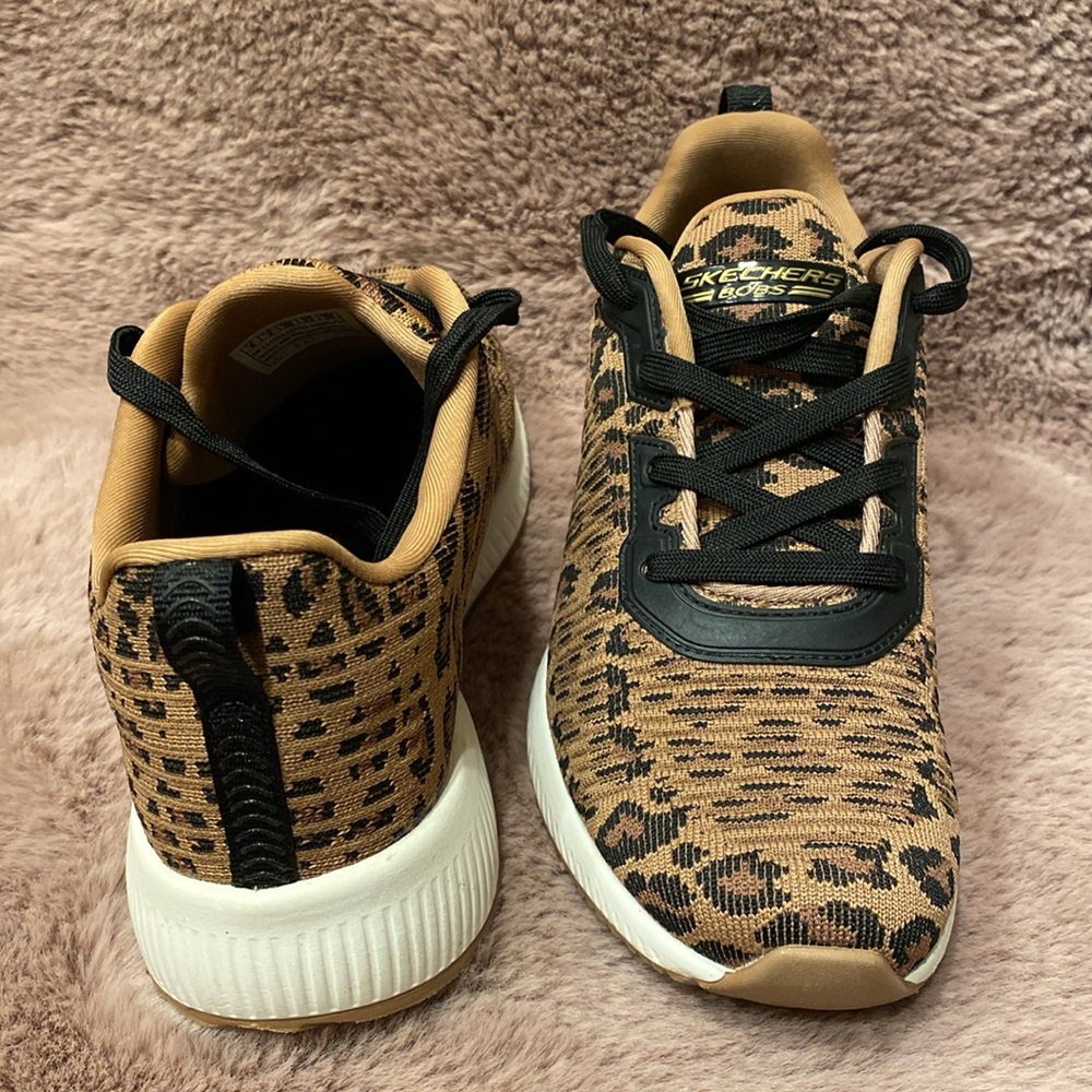 Final Price Skechers Women Bob's Sport Squad Leopard Sneakers in Brown & Black 6 - Picture 9 of 12